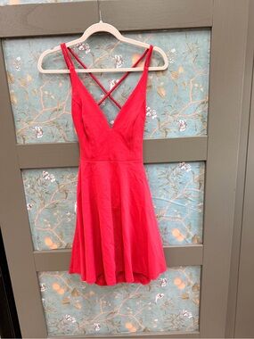 Lulus Red Strappy V-Neck Dress